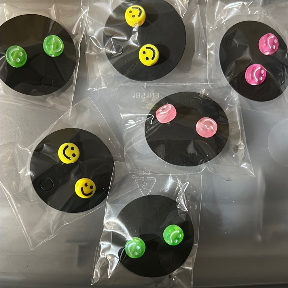 Colorful Smiley Face Stud Earrings Set